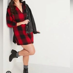 Old Navy Plaid Long Sleeve Swing Dress